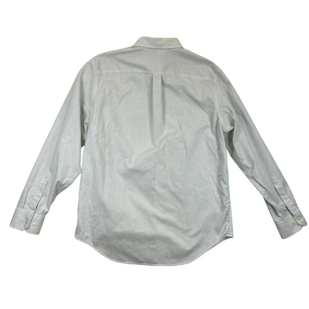 Banana Republic Shirt Mens L White‎ Green Dot Pattern Button Down Long Sleeve